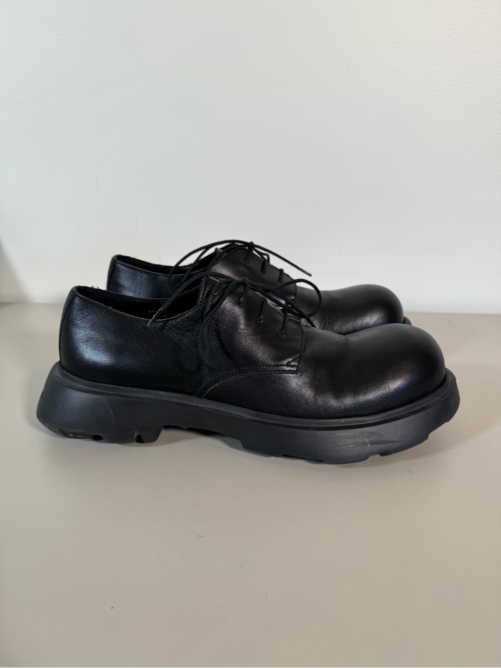 LIKE NEW Acne Studios BD0315 Black Leather Round Toe Derby Oxfords EU 43 US 10
